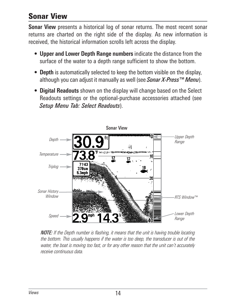 Sonar view | Humminbird 560 User Manual | Page 21 / 65