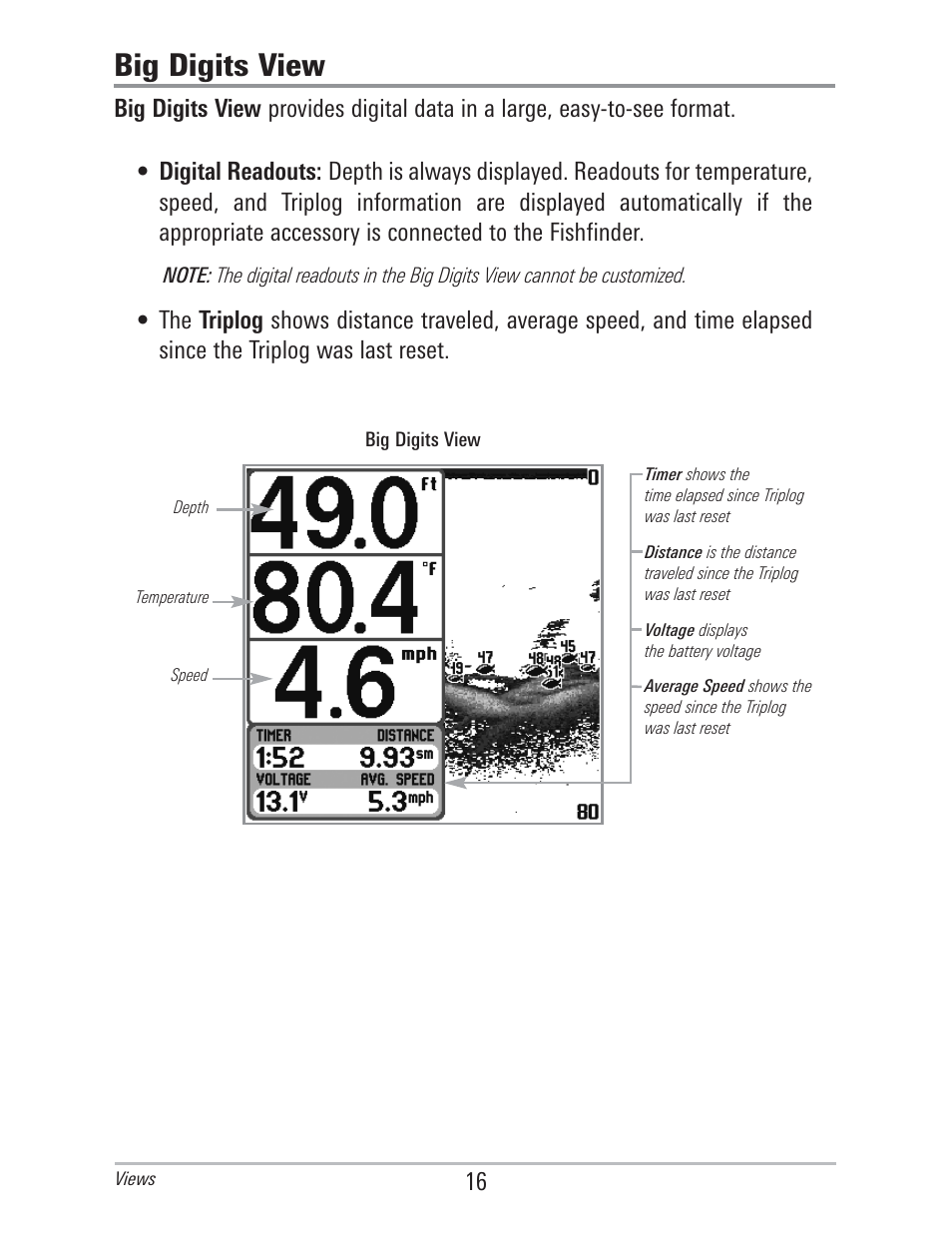 Big digits view | Humminbird 560 User Manual | Page 23 / 65