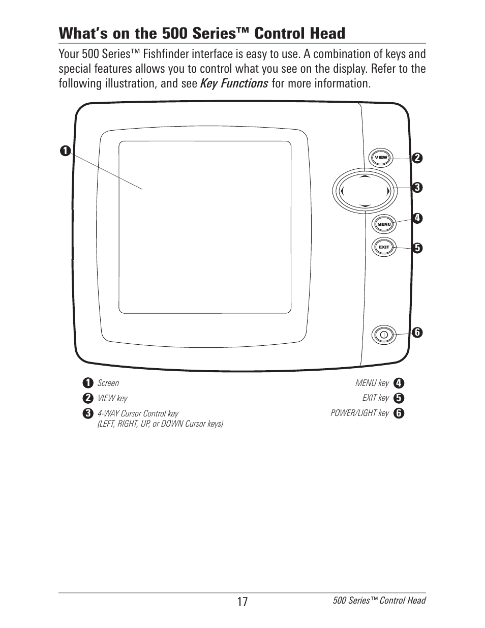 What's on the 500 series control head, What’s on the 500 series™ control head | Humminbird 560 User Manual | Page 24 / 65