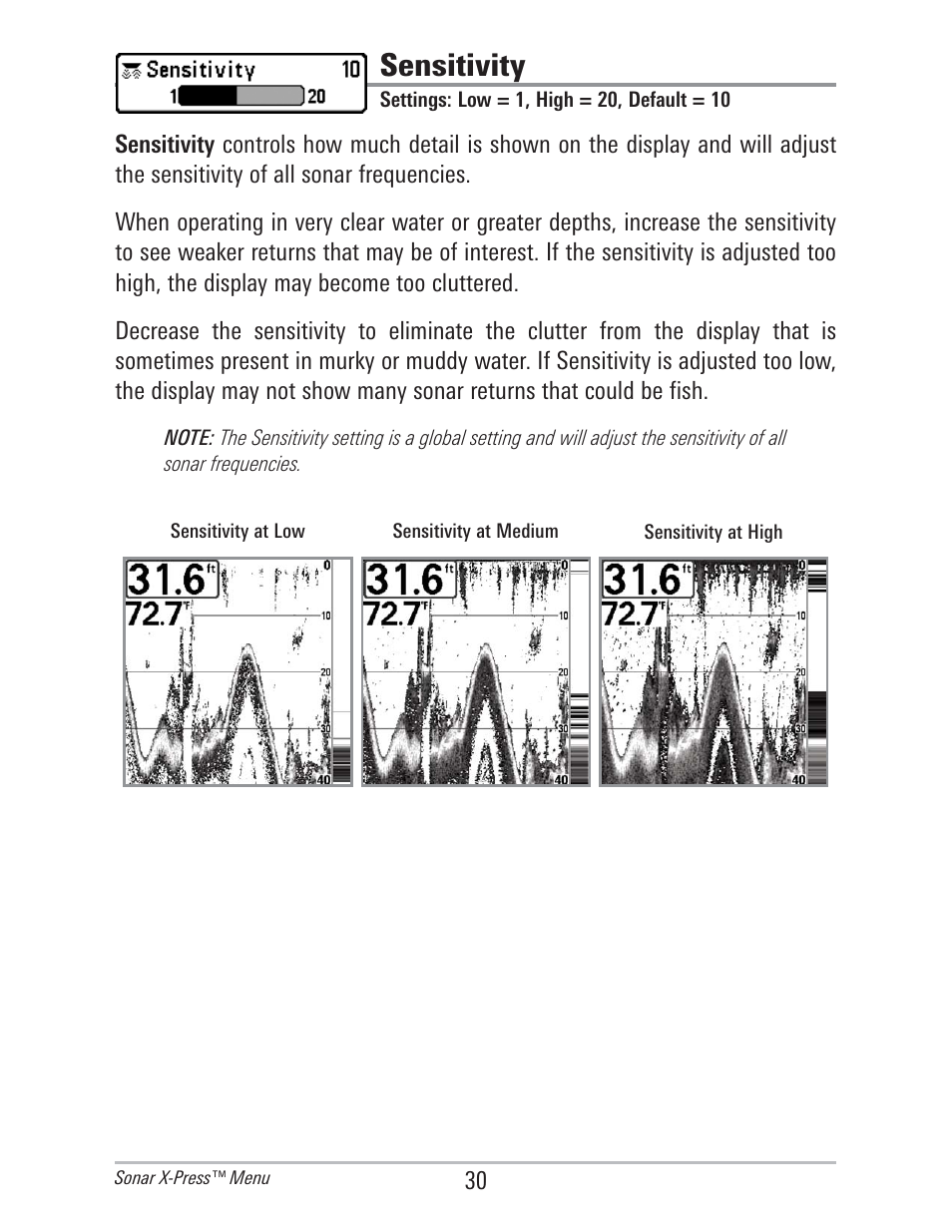 Sensitivity | Humminbird 560 User Manual | Page 37 / 65