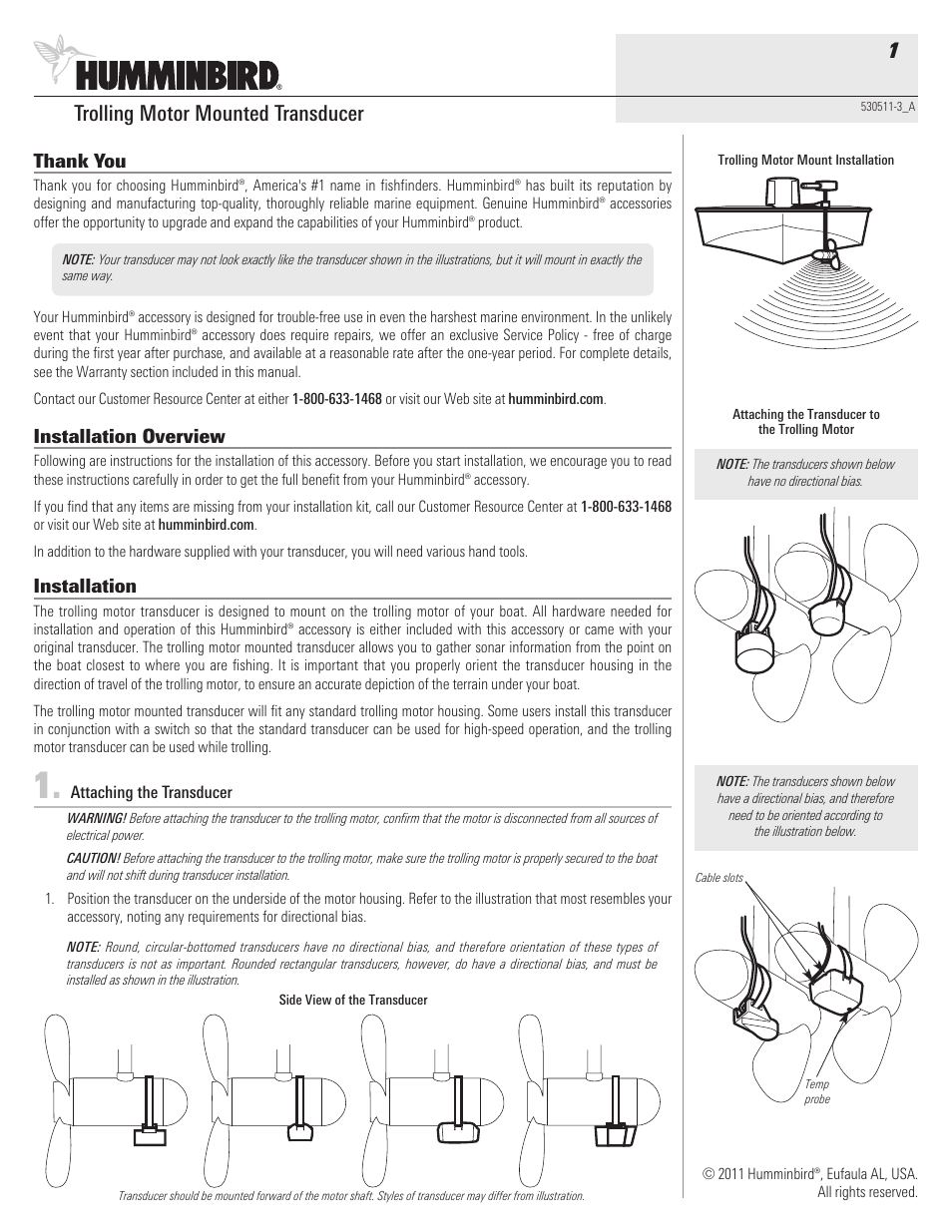 Humminbird 530511-3_A User Manual | 4 pages