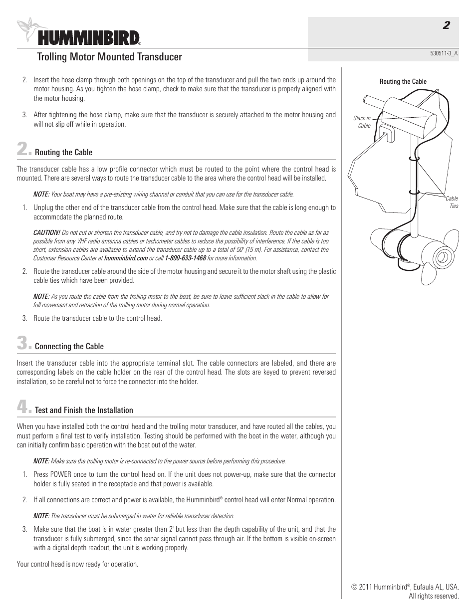 Trolling motor mounted transducer 2 | Humminbird 530511-3_A User Manual | Page 2 / 4