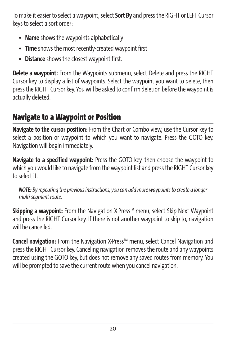 Navigate to a waypoint or position | Humminbird 161 User Manual | Page 27 / 112