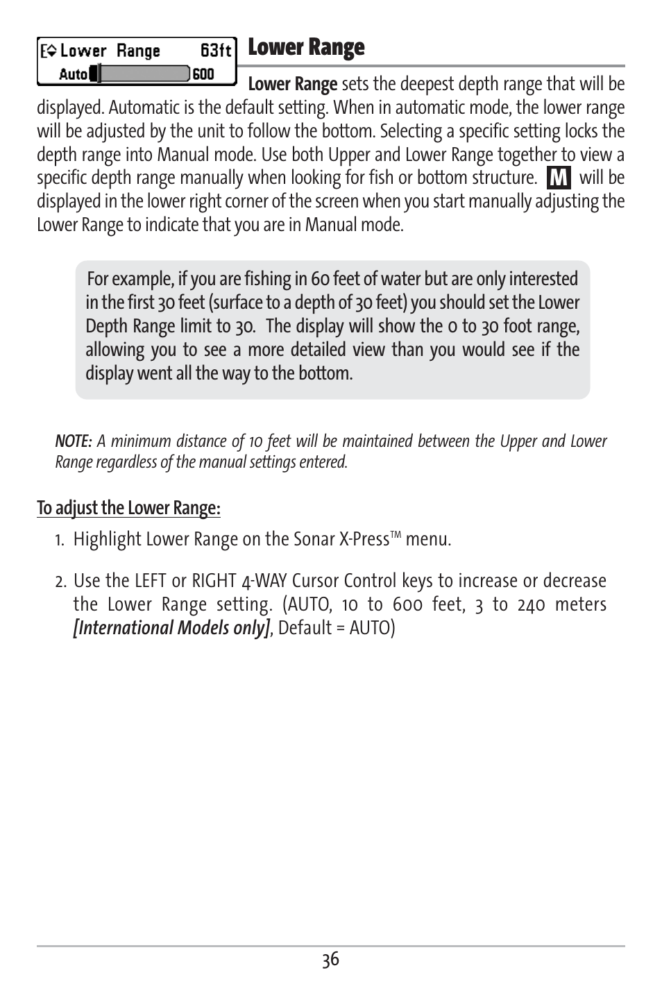 Lower range | Humminbird 161 User Manual | Page 43 / 112