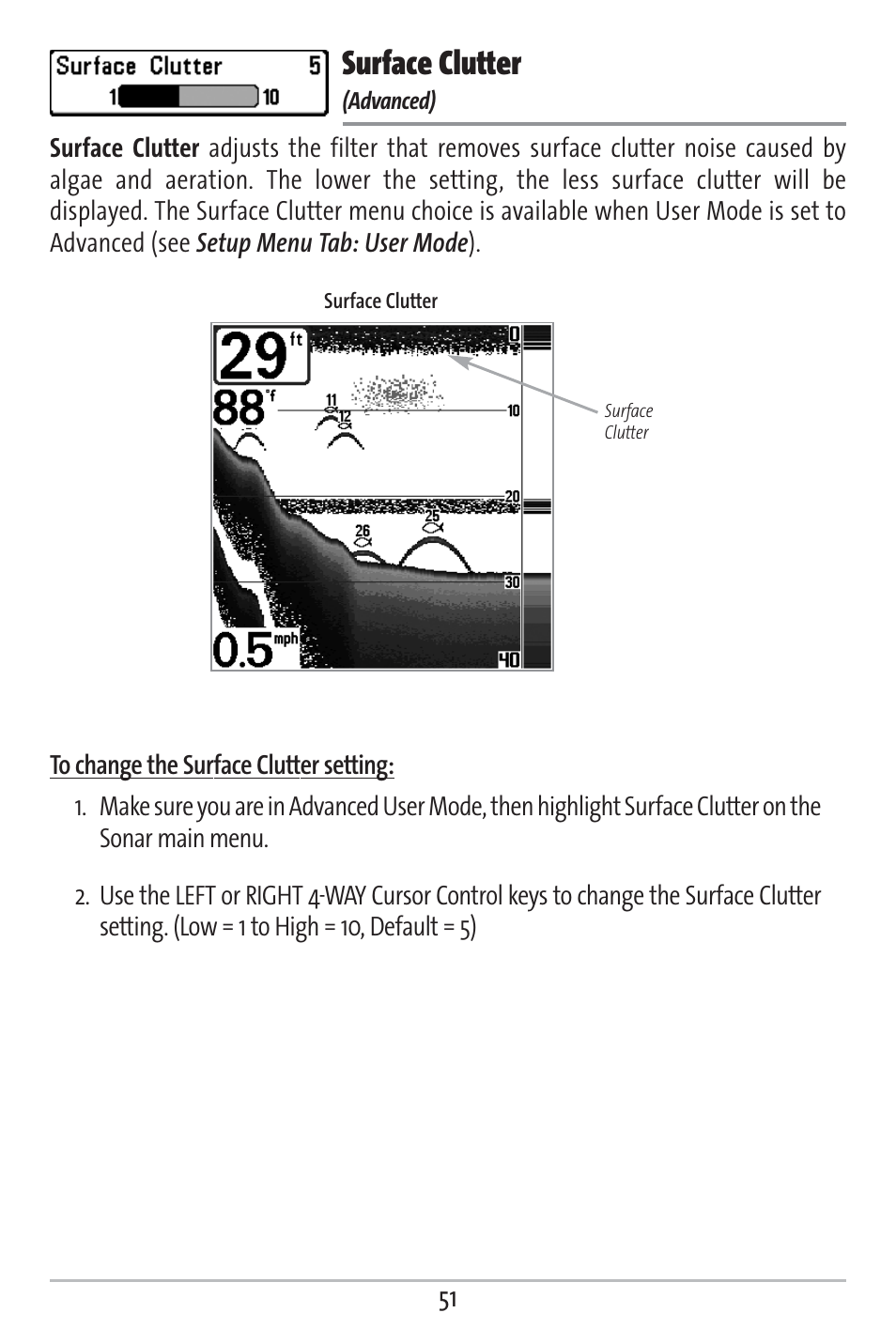 Surface clutter | Humminbird 161 User Manual | Page 58 / 112