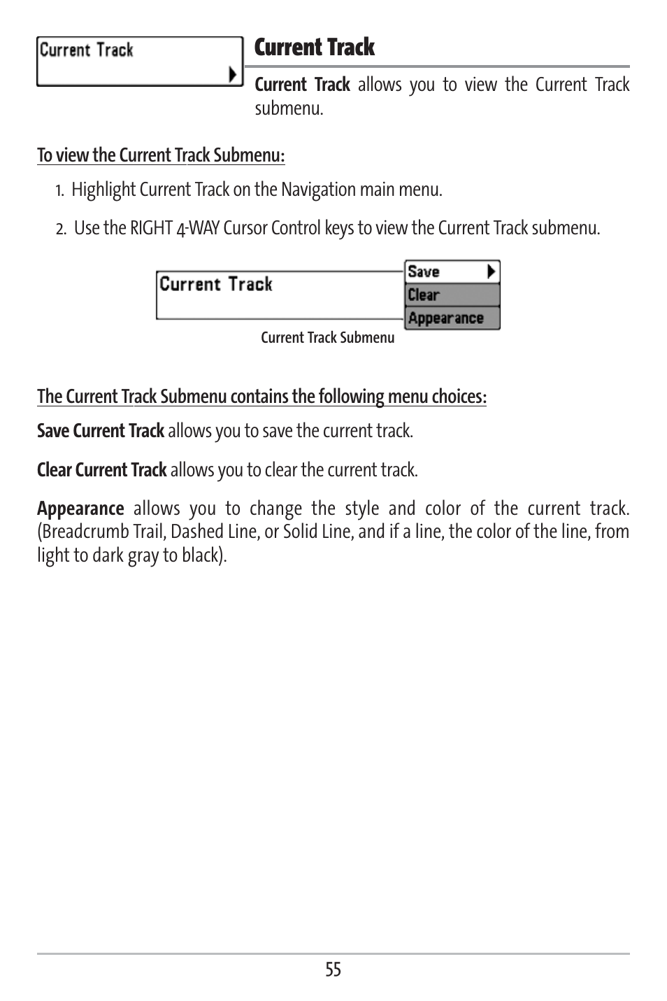 Current track | Humminbird 161 User Manual | Page 62 / 112