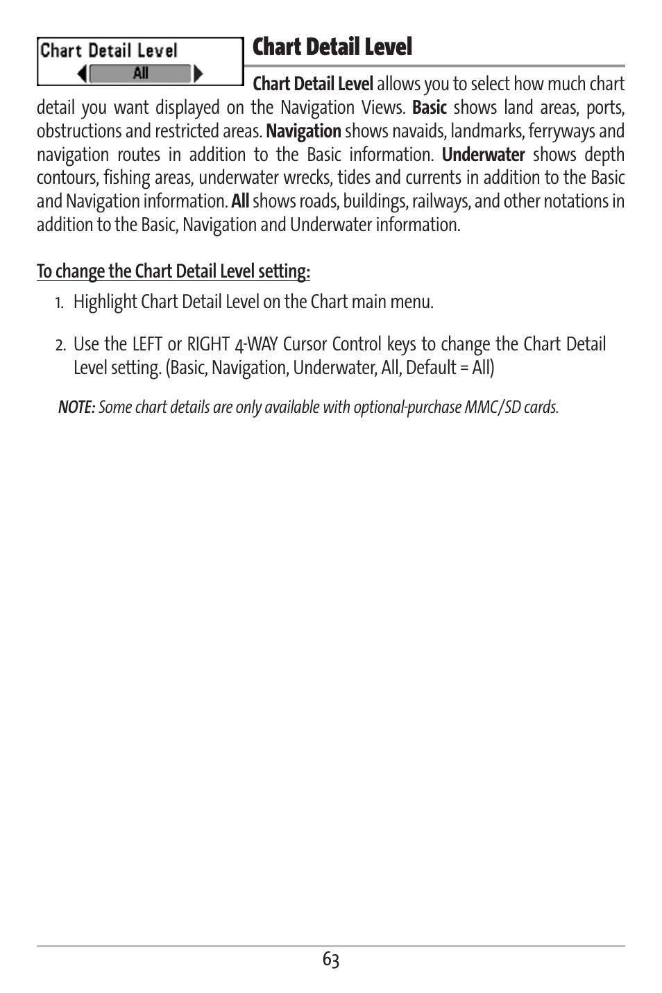 Chart detail level | Humminbird 161 User Manual | Page 70 / 112