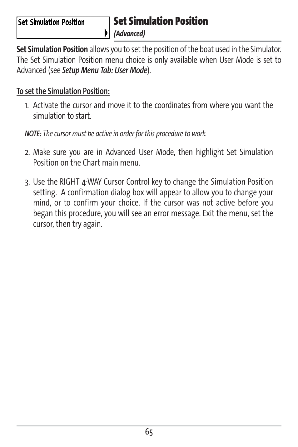 Set simulation position | Humminbird 161 User Manual | Page 72 / 112