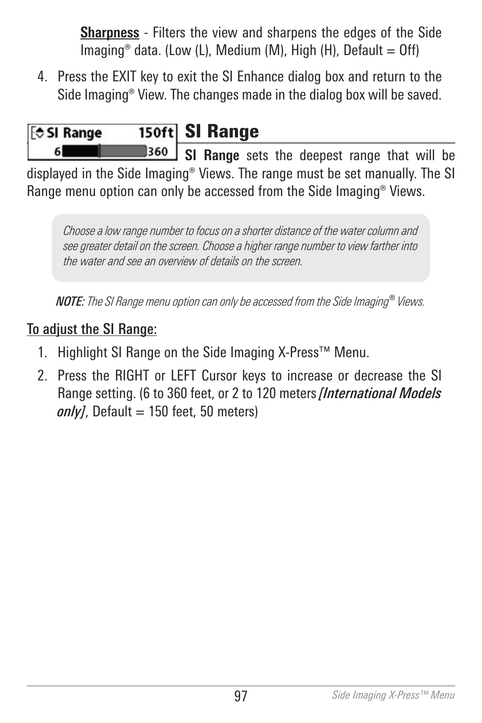 Si range | Humminbird 700 SERIES 798CI User Manual | Page 109 / 210