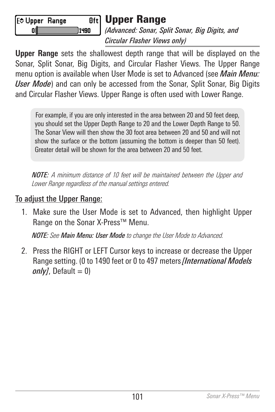 Upper range | Humminbird 700 SERIES 798CI User Manual | Page 113 / 210