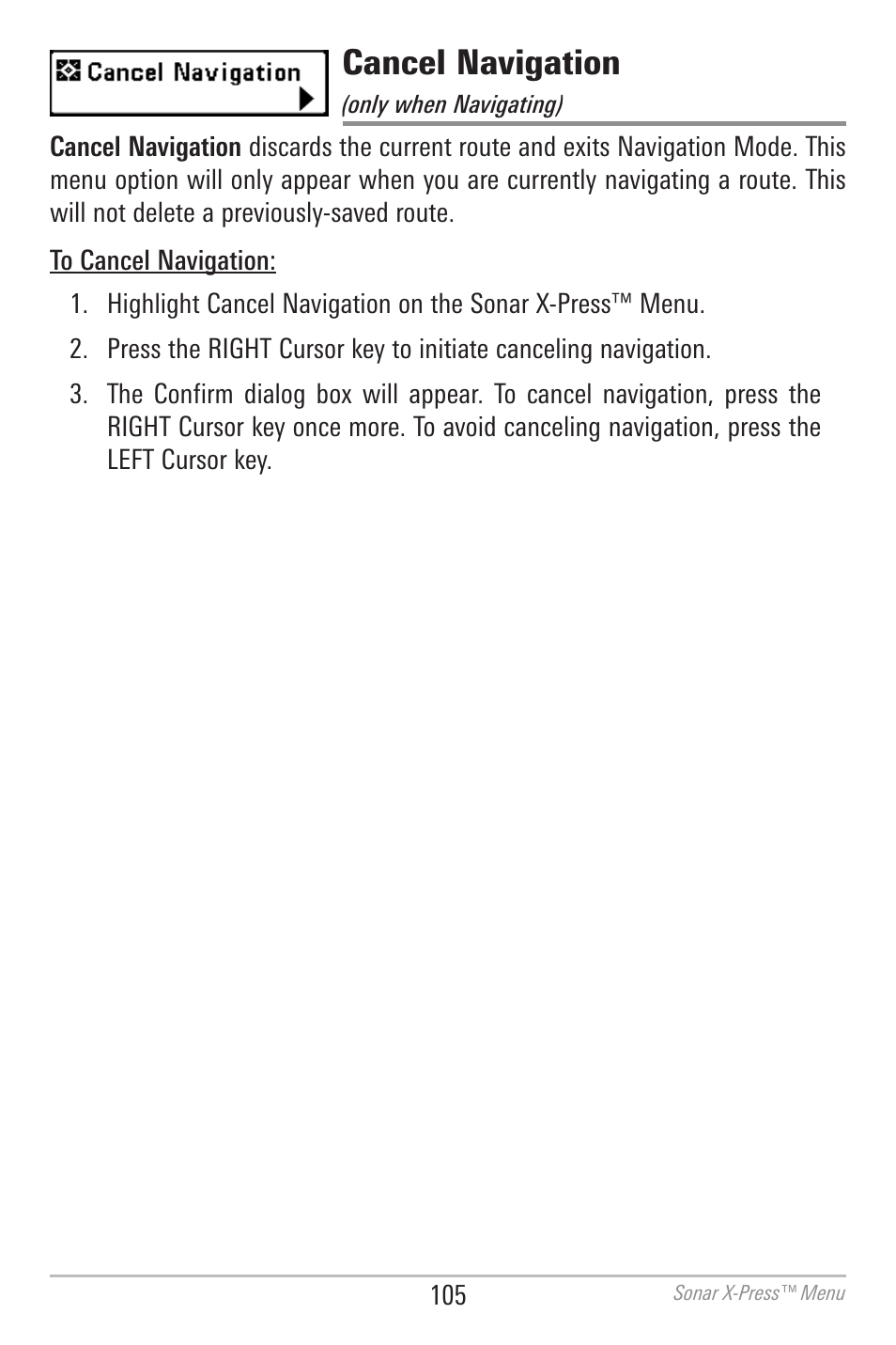 Cancel navigation | Humminbird 700 SERIES 798CI User Manual | Page 117 / 210