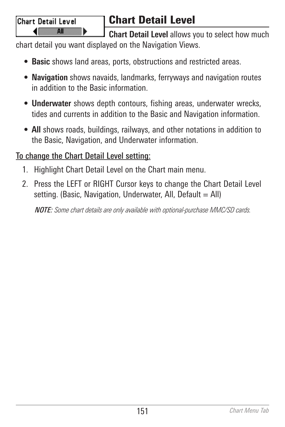 Chart detail level | Humminbird 700 SERIES 798CI User Manual | Page 163 / 210
