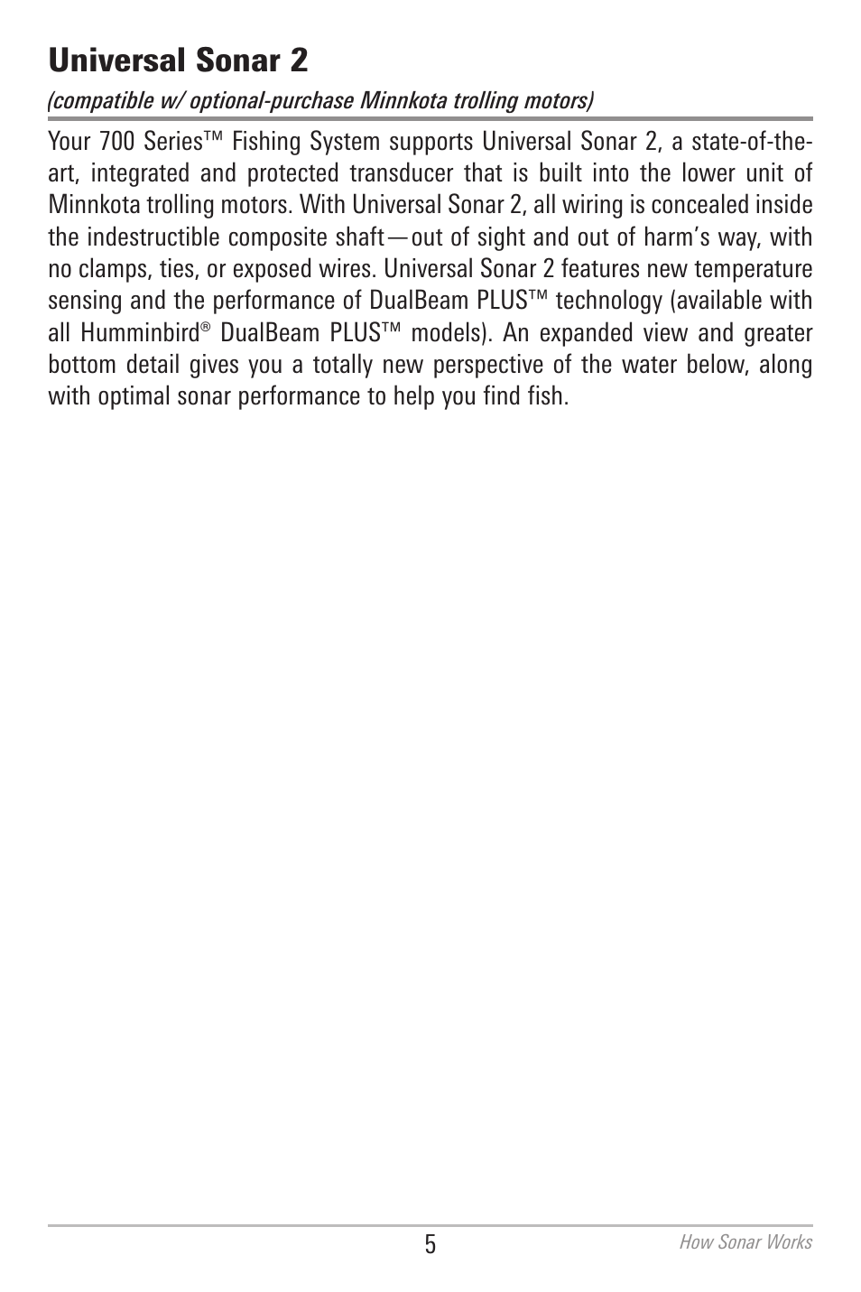 Universal sonar 2 | Humminbird 700 SERIES 798CI User Manual | Page 17 / 210