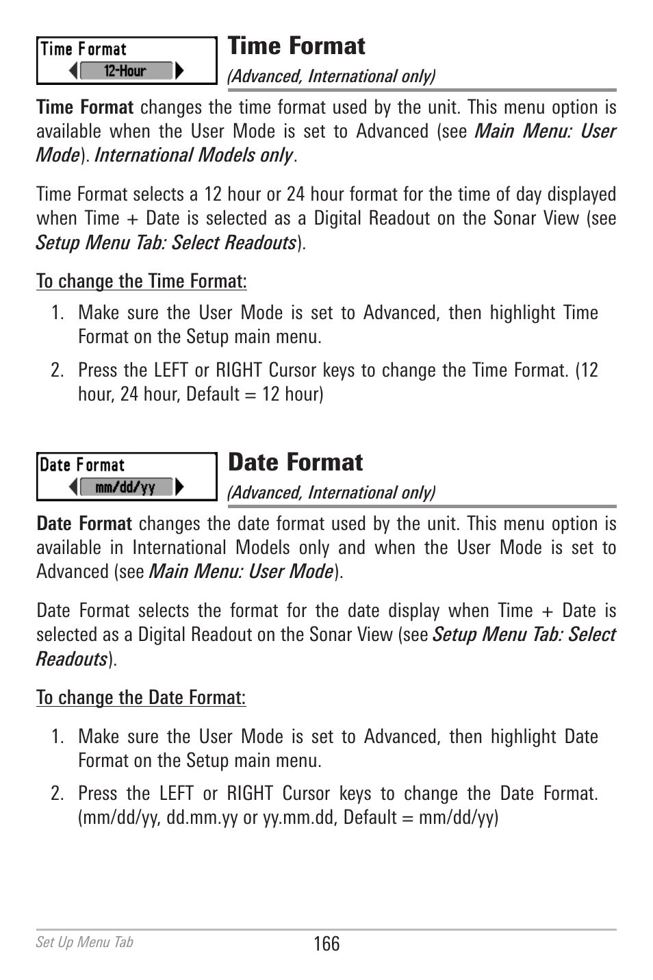 Time format, Date format | Humminbird 700 SERIES 798CI User Manual | Page 178 / 210