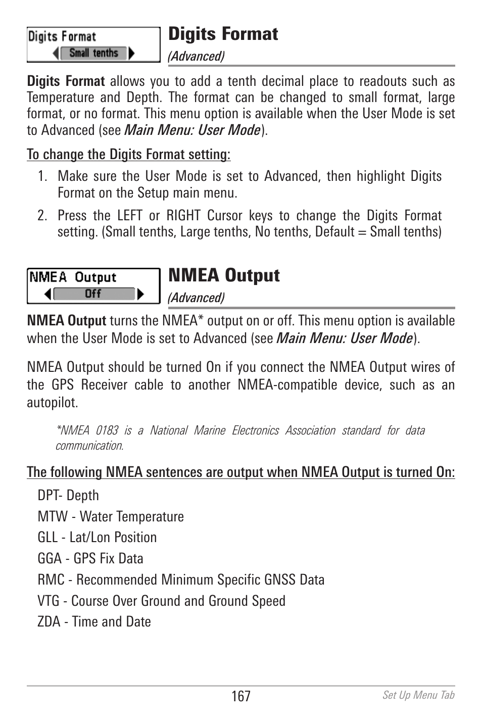 Digits format, Nmea output | Humminbird 700 SERIES 798CI User Manual | Page 179 / 210