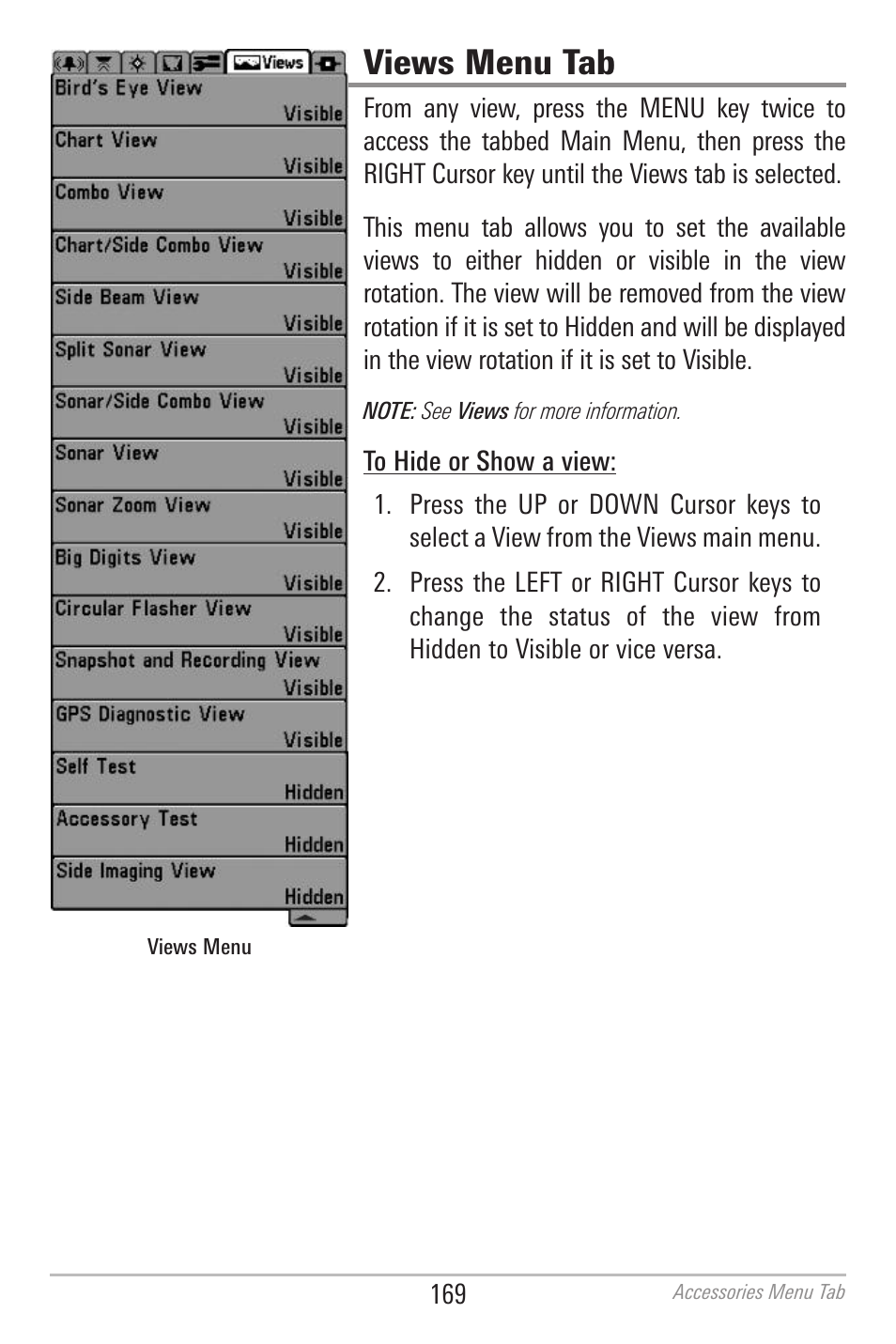 Views menu tab | Humminbird 700 SERIES 798CI User Manual | Page 181 / 210