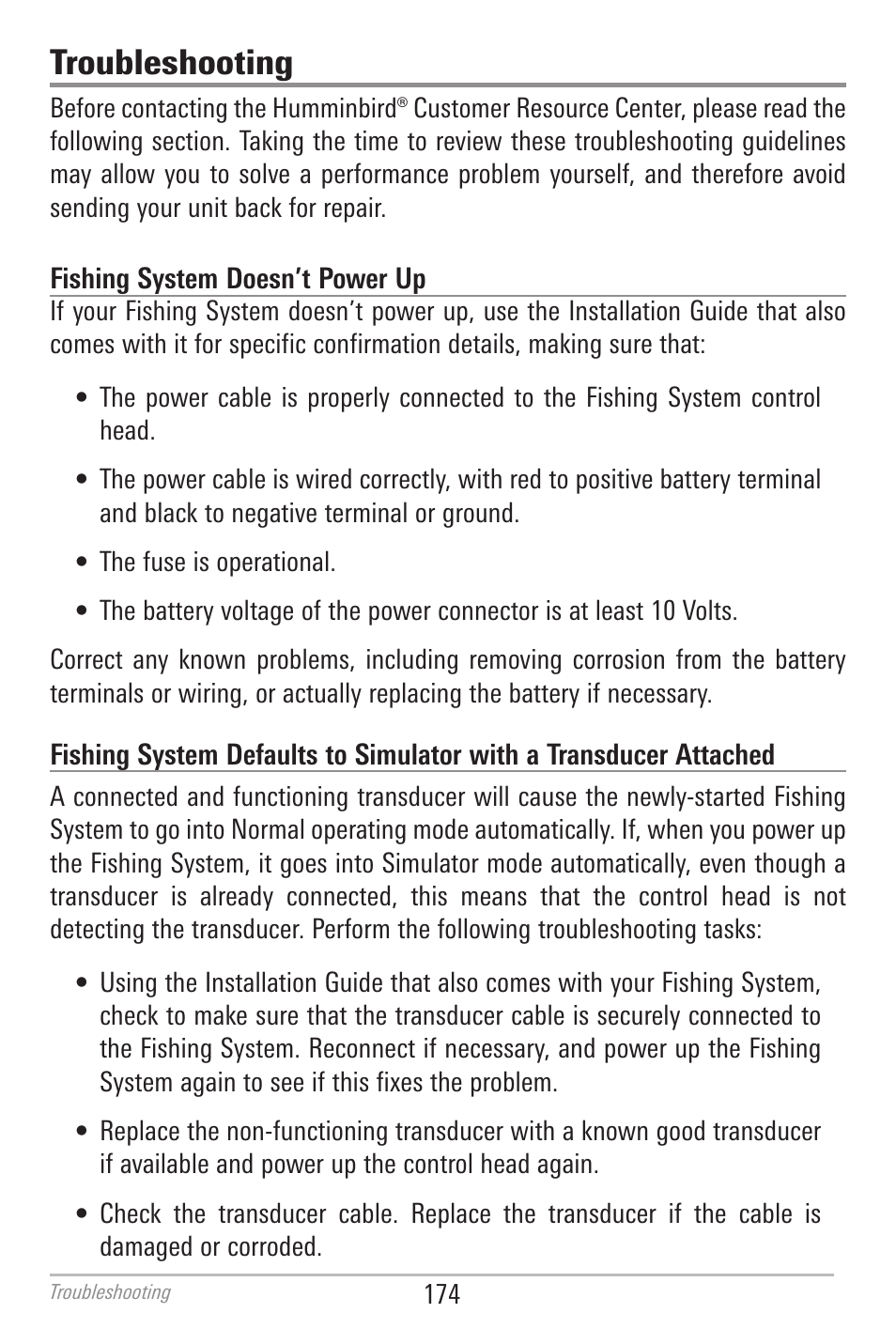Troubleshooting | Humminbird 700 SERIES 798CI User Manual | Page 186 / 210