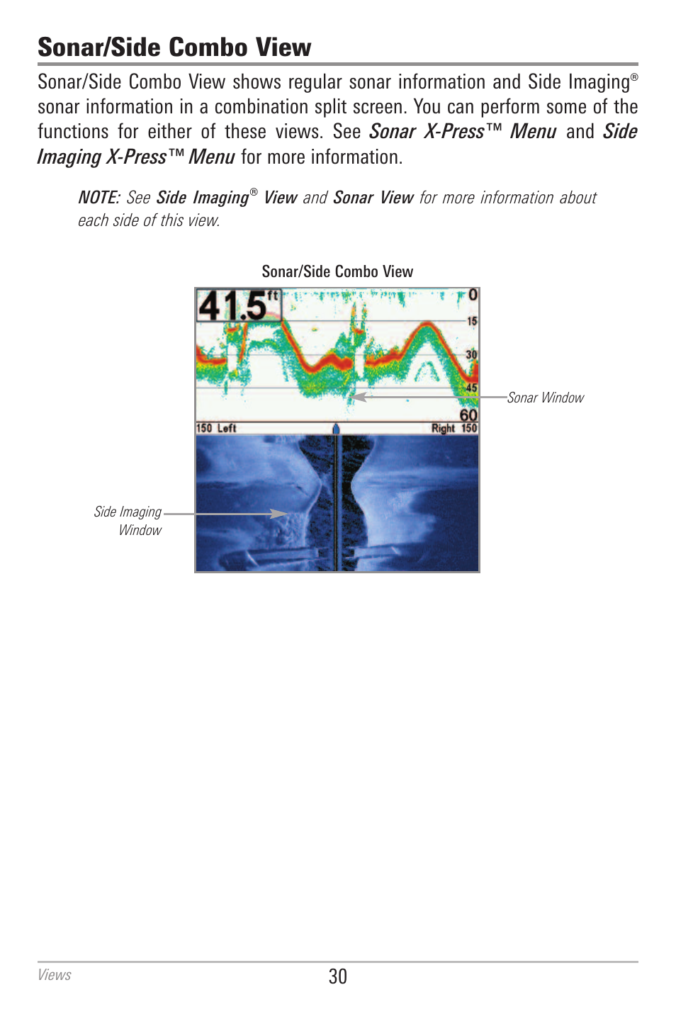 Sonar/side combo view | Humminbird 700 SERIES 798CI User Manual | Page 42 / 210