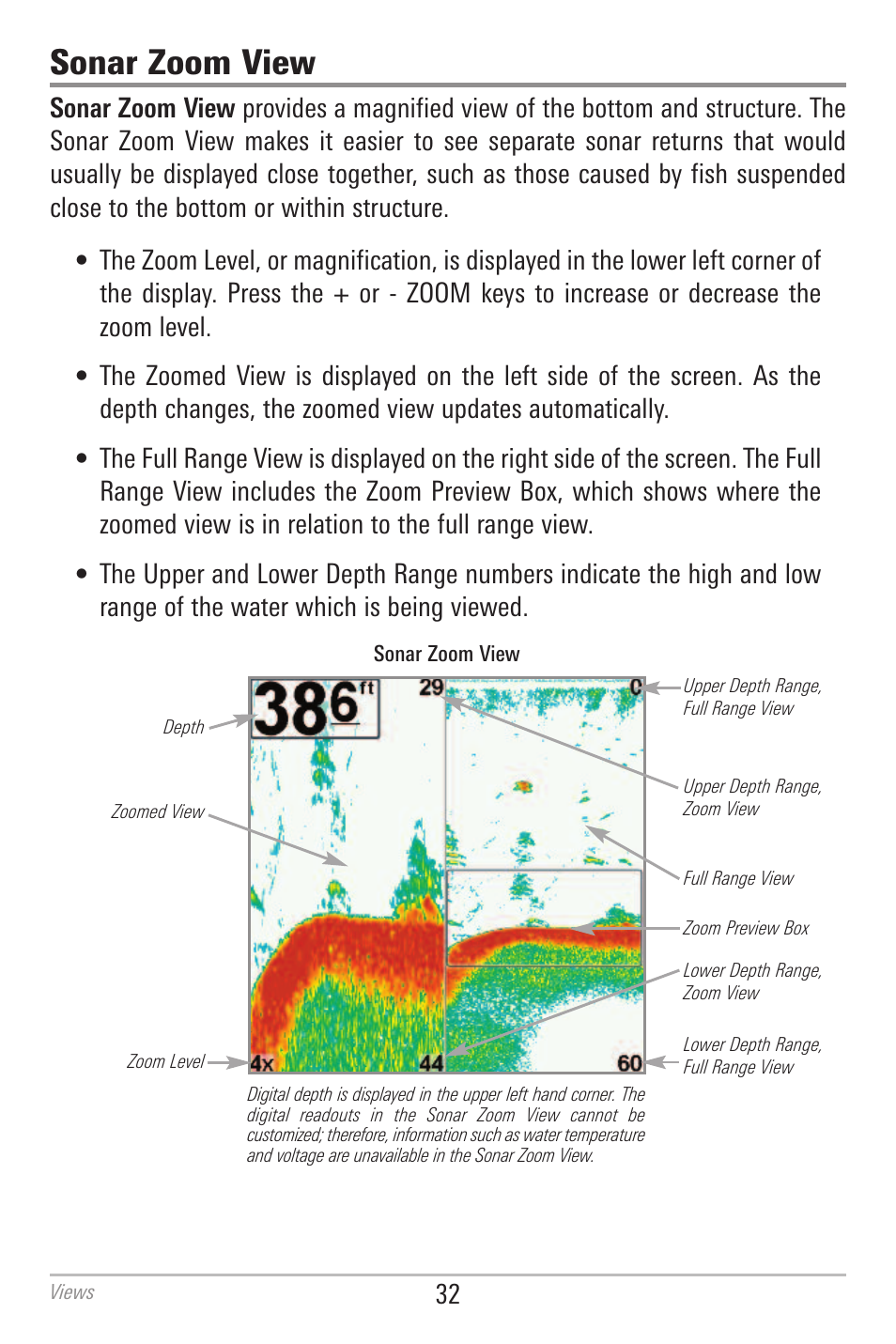 Sonar zoom view | Humminbird 700 SERIES 798CI User Manual | Page 44 / 210