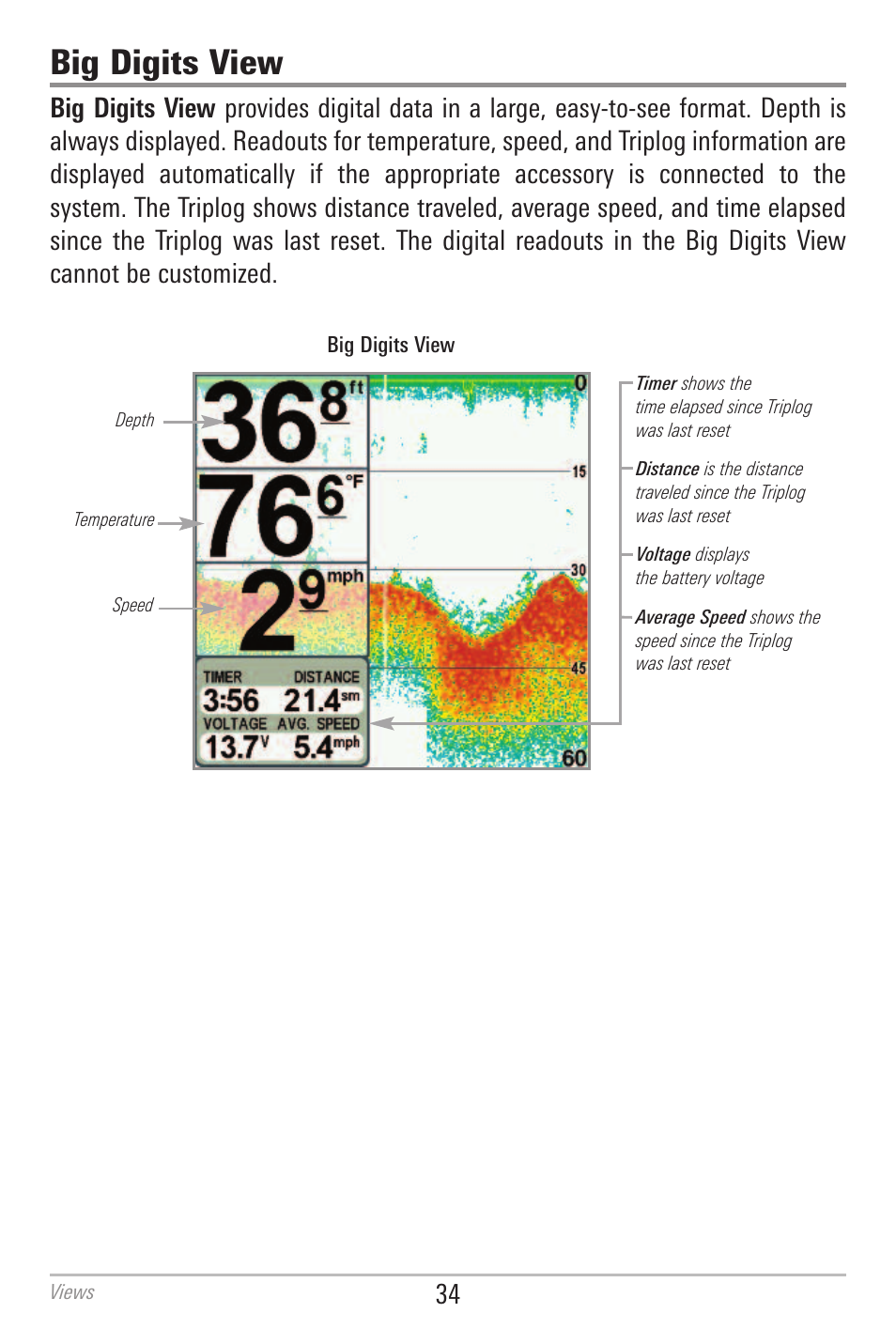 Big digits view | Humminbird 700 SERIES 798CI User Manual | Page 46 / 210