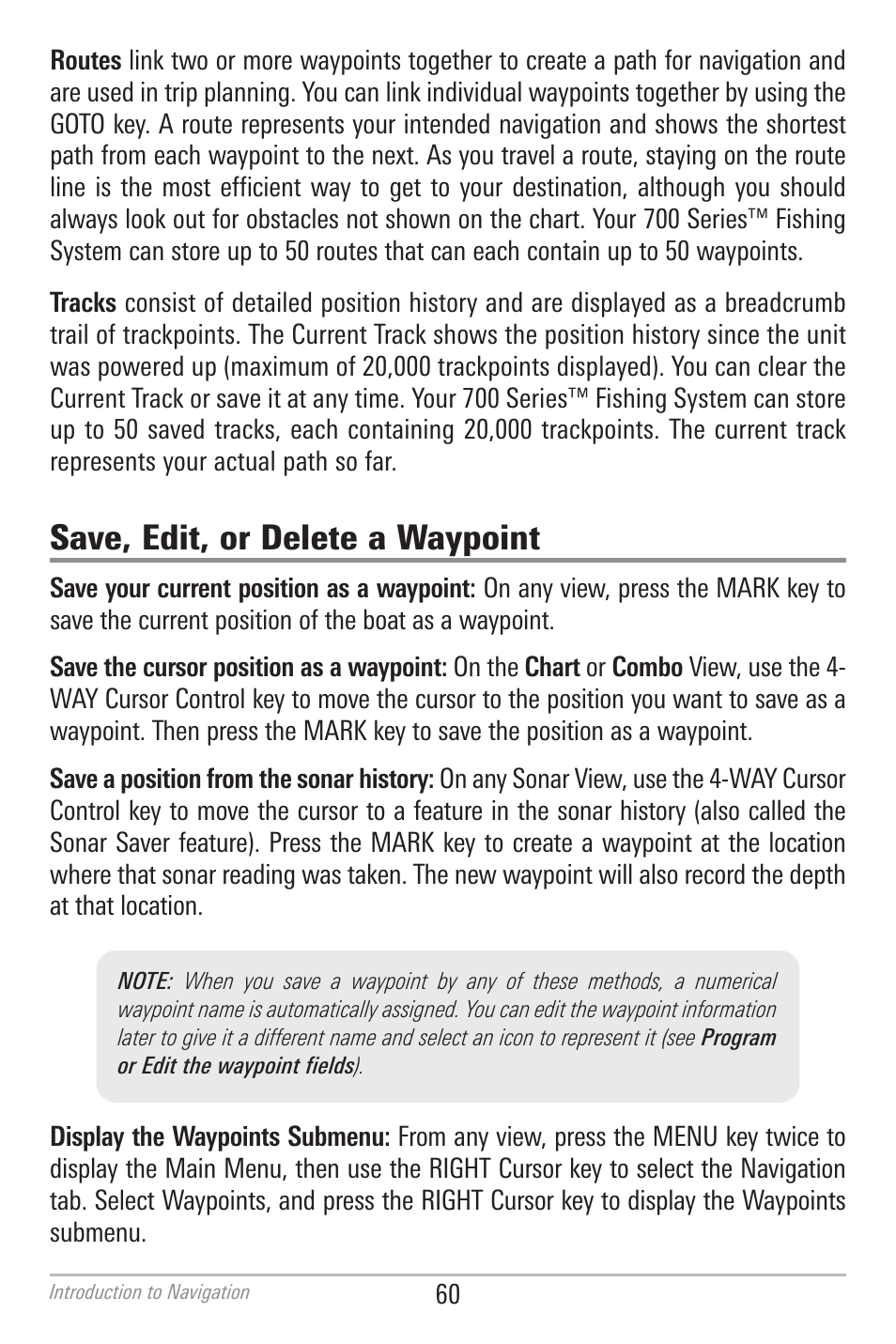 Save, edit, or delete a waypoint | Humminbird 700 SERIES 798CI User Manual | Page 72 / 210