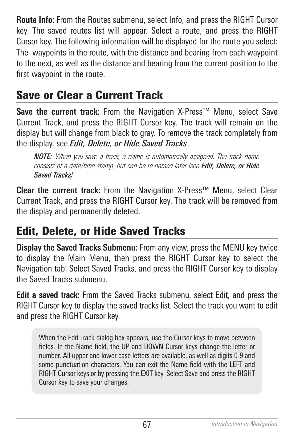Save or clear a current track, Edit, delete, or hide saved tracks | Humminbird 700 SERIES 798CI User Manual | Page 79 / 210