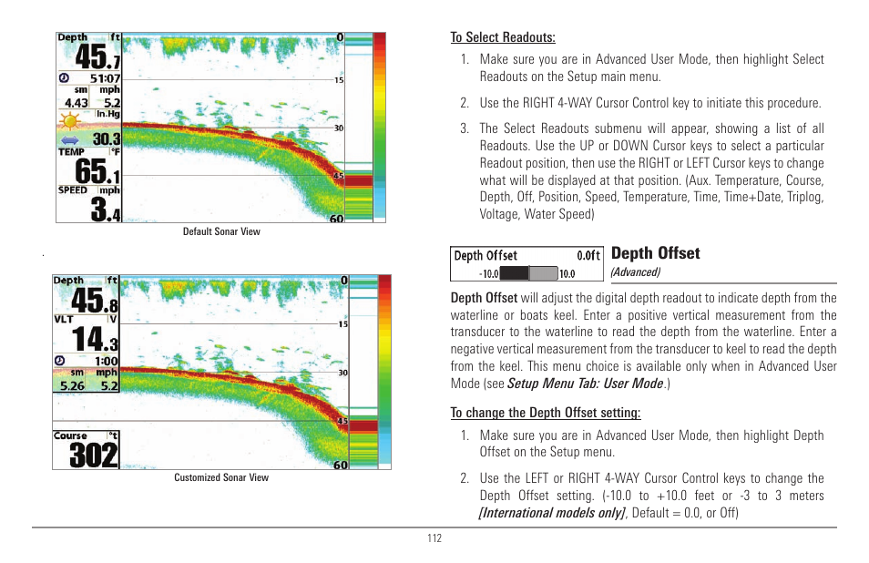 Depth offset | Humminbird 900 Series User Manual | Page 119 / 146
