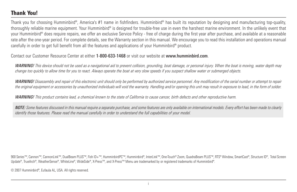 Humminbird 900 Series User Manual | Page 2 / 146