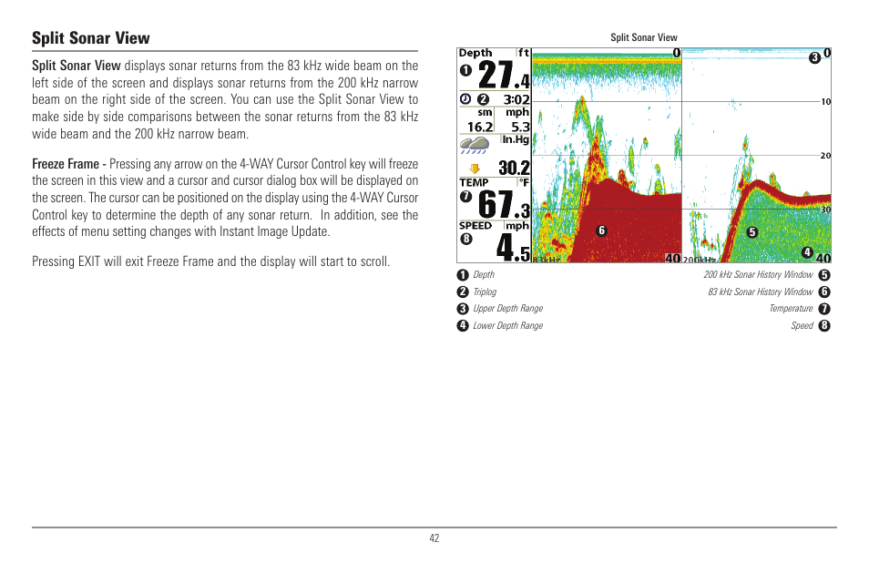 Split sonar view | Humminbird 900 Series User Manual | Page 49 / 146