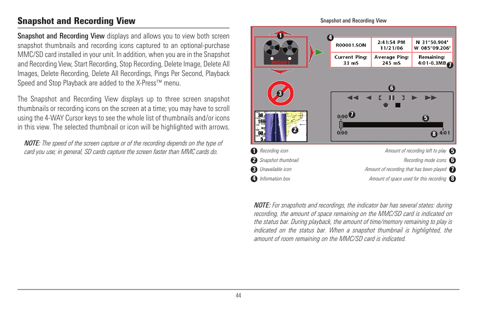 Snapshot and recording view | Humminbird 900 Series User Manual | Page 51 / 146