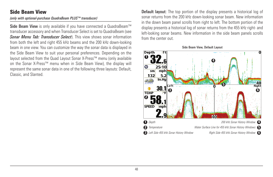 Side beam view | Humminbird 900 Series User Manual | Page 55 / 146