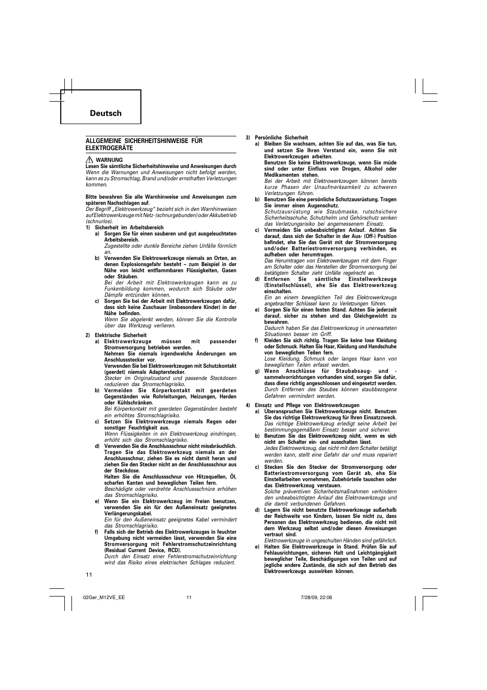 〲䝥牟䴱㉖䕟䕅, Deutsch | Humminbird M 12VE User Manual | Page 12 / 60
