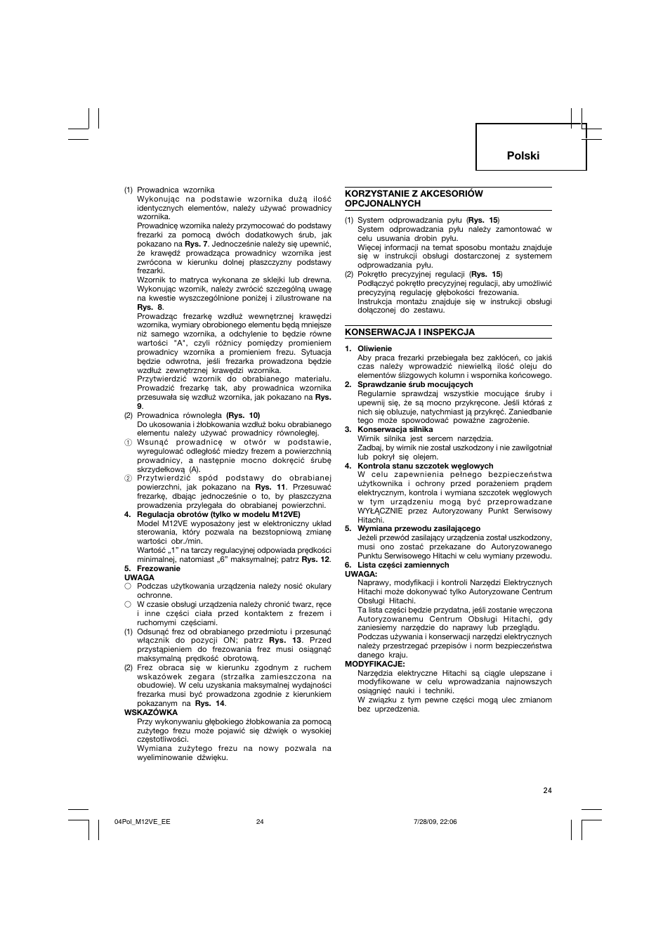 Polski | Humminbird M 12VE User Manual | Page 25 / 60