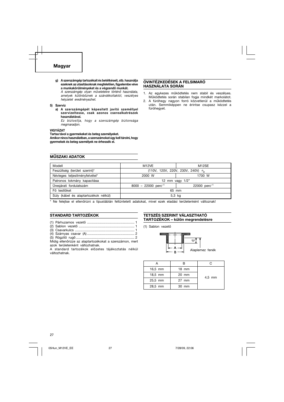 Magyar | Humminbird M 12VE User Manual | Page 28 / 60