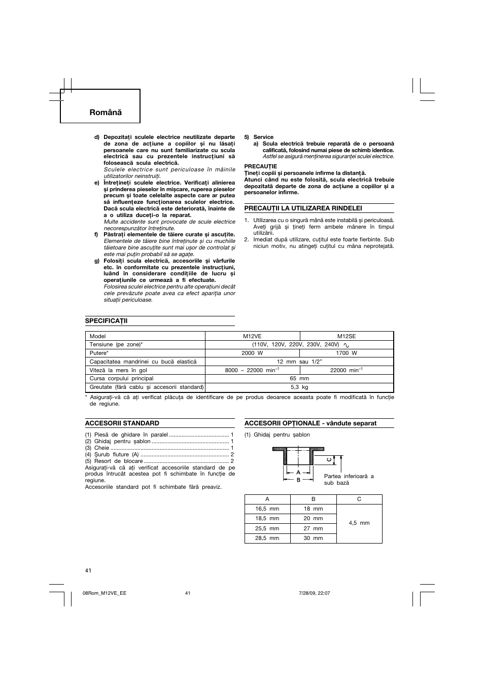 Română | Humminbird M 12VE User Manual | Page 42 / 60