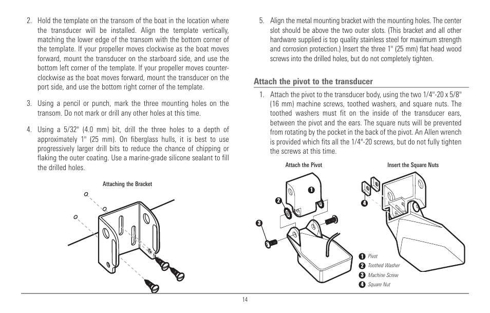 Attach the pivot to the transducer | Humminbird 967C User Manual | Page 22 / 143