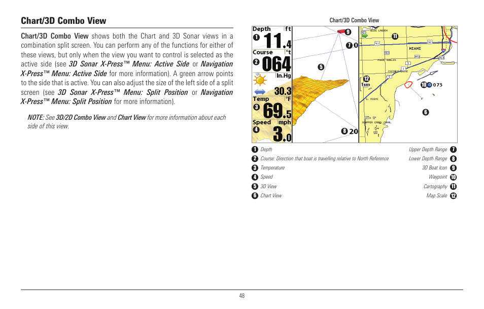 Chart/3d combo view | Humminbird 967C User Manual | Page 56 / 143