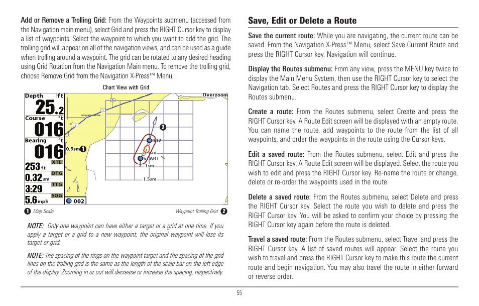 Save, edit or delete a route | Humminbird 967C User Manual | Page 63 / 143