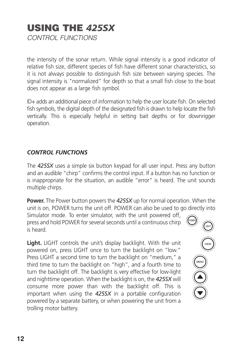 Using the 425sx | Humminbird 425 SX User Manual | Page 14 / 36