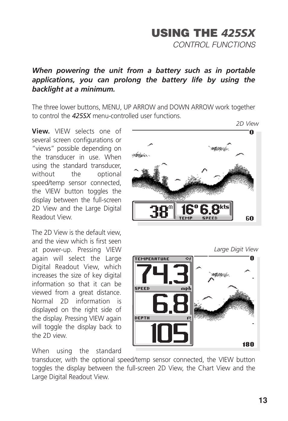 Using the 425sx | Humminbird 425 SX User Manual | Page 15 / 36
