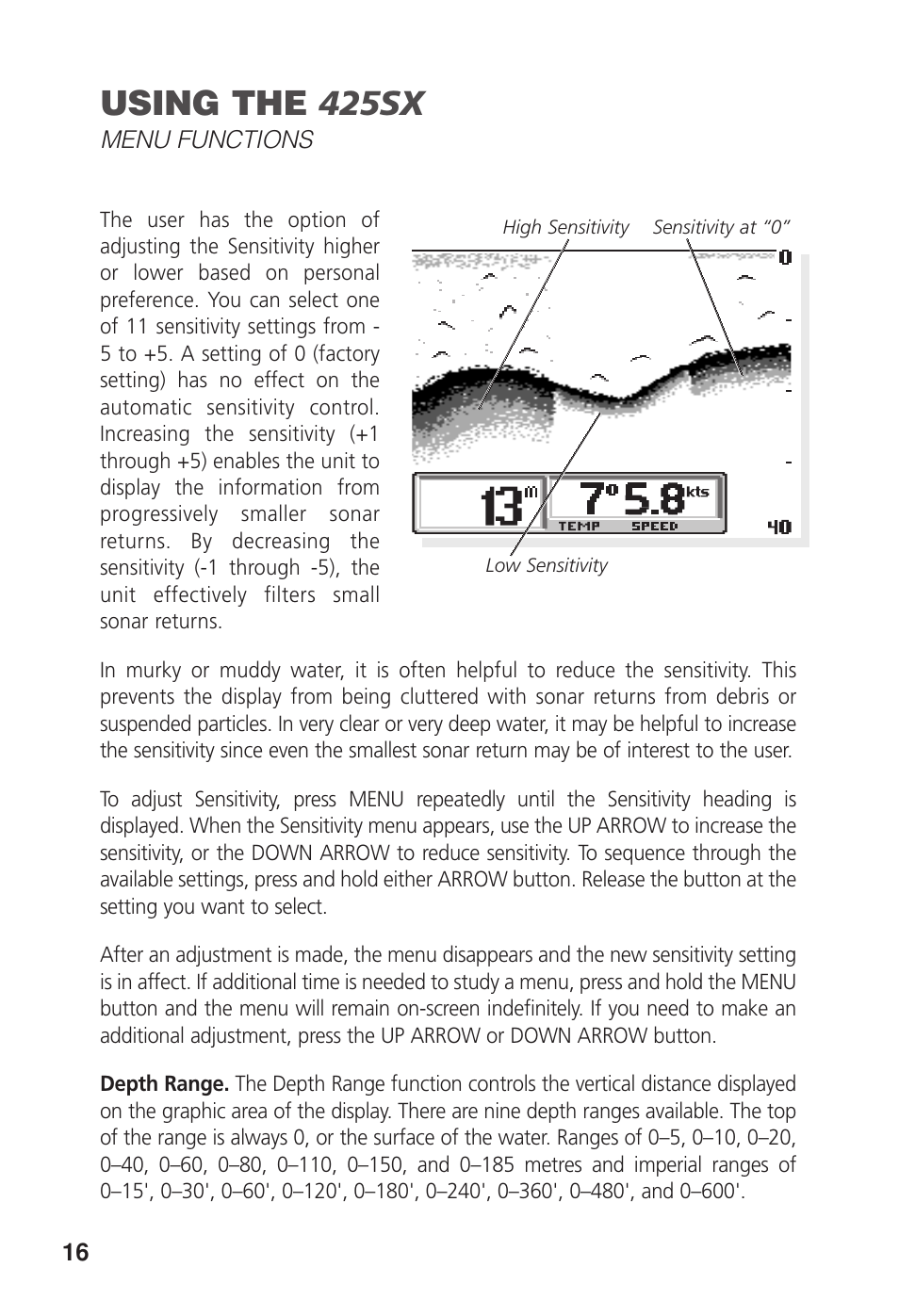 Using the 425sx | Humminbird 425 SX User Manual | Page 18 / 36