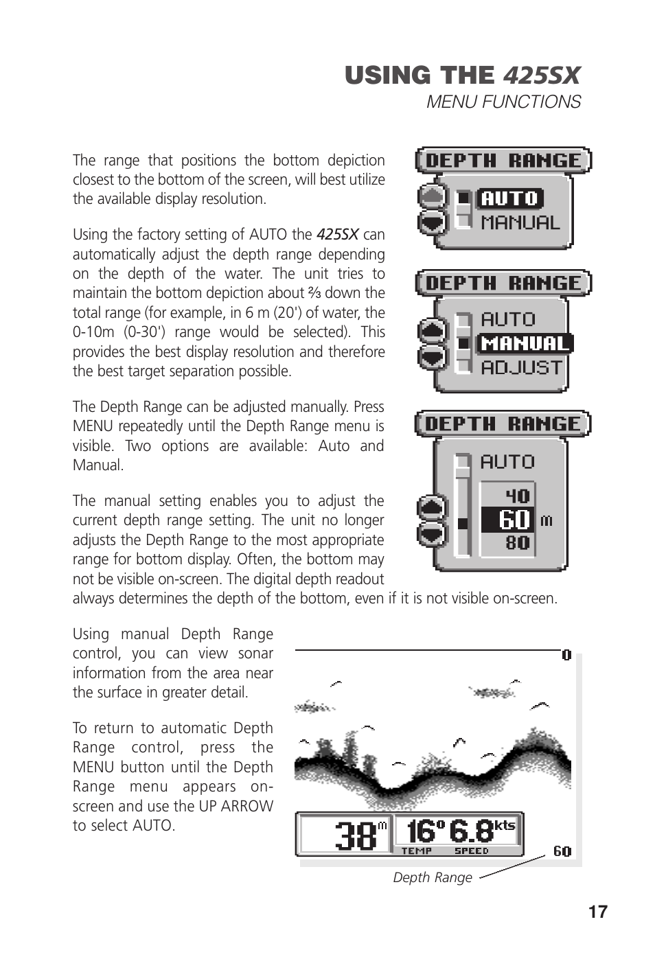 Using the 425sx | Humminbird 425 SX User Manual | Page 19 / 36