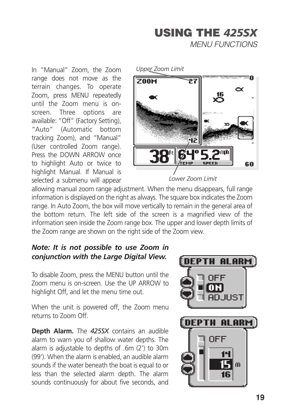 Using the 425sx | Humminbird 425 SX User Manual | Page 21 / 36