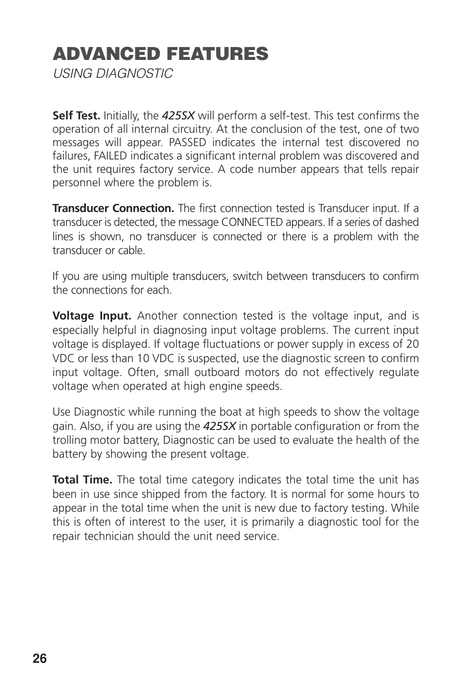 Advanced features | Humminbird 425 SX User Manual | Page 28 / 36