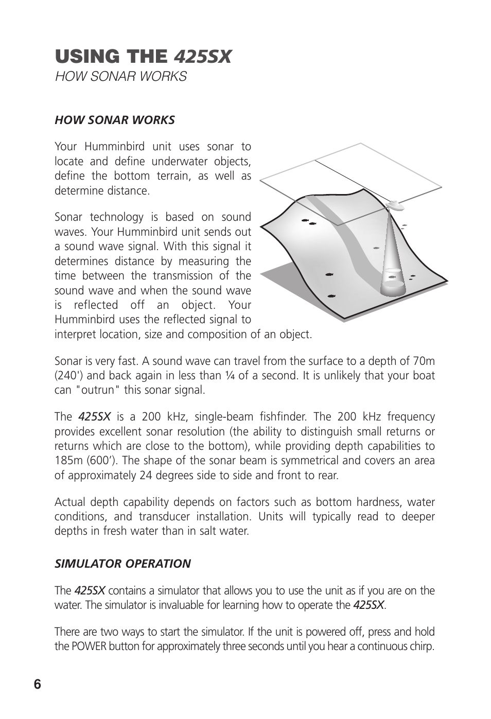 Using the 425sx | Humminbird 425 SX User Manual | Page 8 / 36