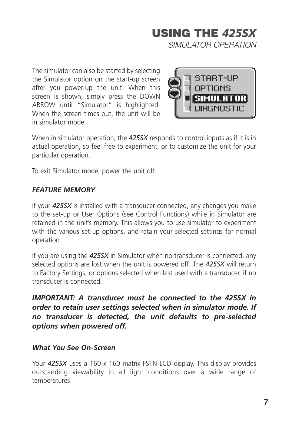 Using the 425sx | Humminbird 425 SX User Manual | Page 9 / 36