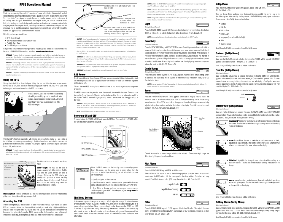 Humminbird RF15 User Manual | 2 pages