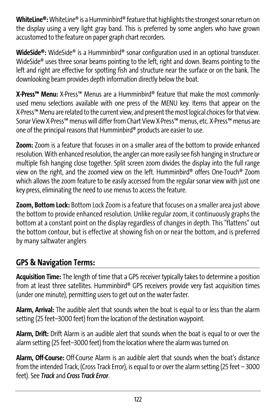Gps & navigation terms | Humminbird 737 User Manual | Page 131 / 138
