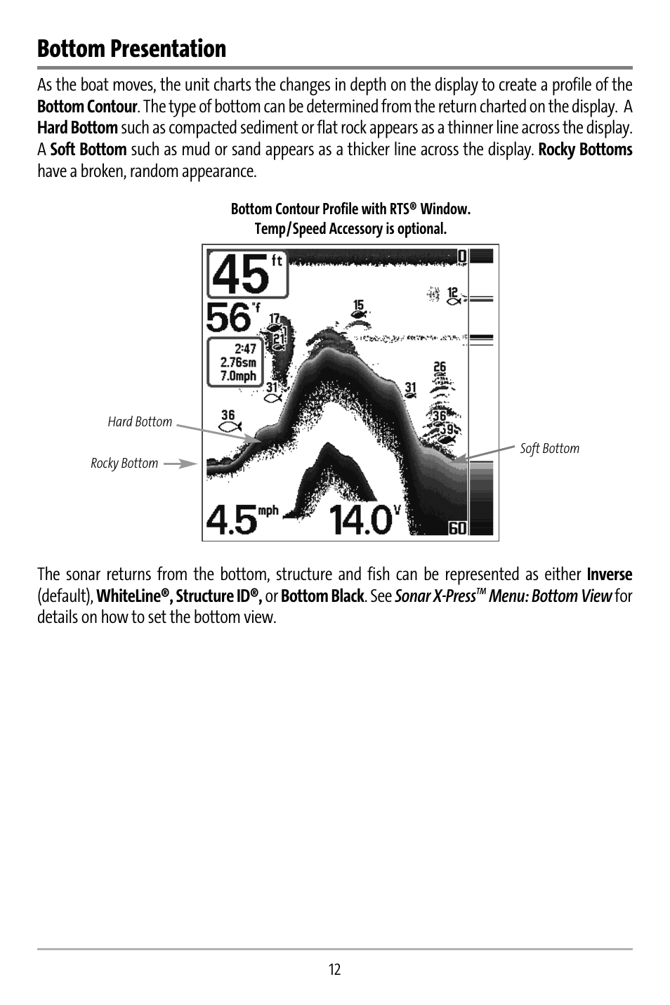 Bottom presentation | Humminbird 737 User Manual | Page 21 / 138