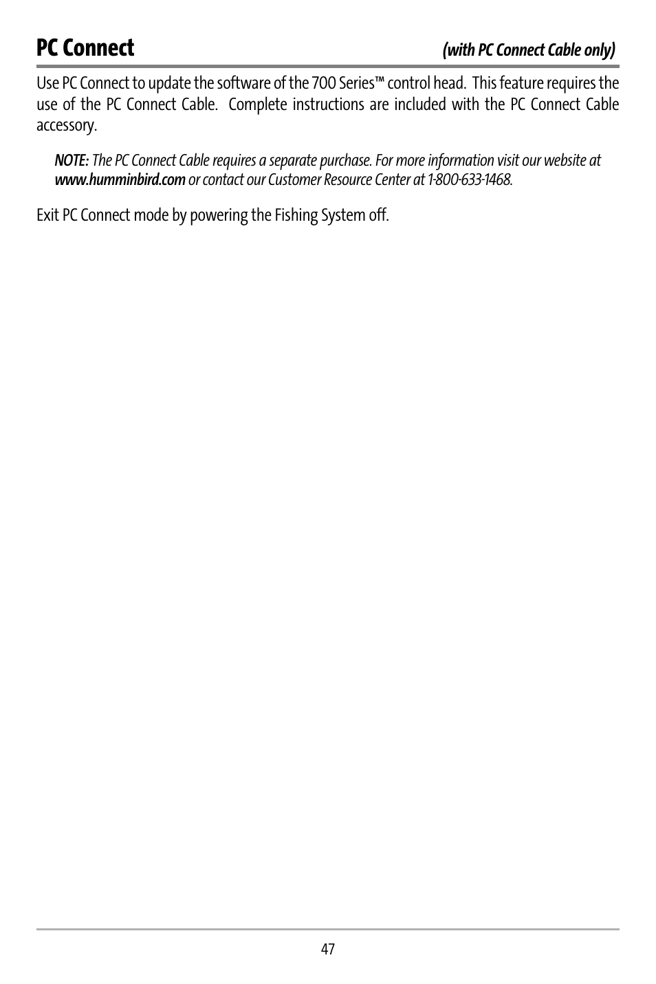 Pc connect | Humminbird 737 User Manual | Page 56 / 138